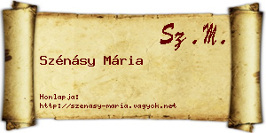 Szénásy Mária névjegykártya