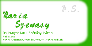 maria szenasy business card
